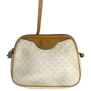 Gucci Vintage 80s Micro GG Tan Beige Cream Crossbody Purse Handbag